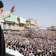 Iran's Supreme Leader Ayatollah Ali Khamenei waves to the crowd in the holy city of Qom, 120 km (75 miles) south of Tehran, October 19, 2010.